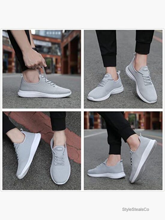 Men\'s Slip-On Knit Sneakers Lightweight Breathable Walking Shoes Lace-Up Gym main image 4